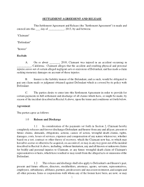 Free Download PDF Books, Settlement and Release Agreement Template