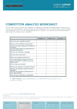 Free Download PDF Books, Competitor Analysis Worksheet Template