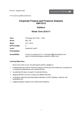 Free Download PDF Books, Corporate Finance Financial Analysis Template