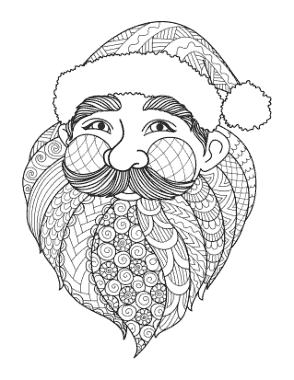 Free Download PDF Books, Christmas Detailed Santa Face For Adults Coloring Template