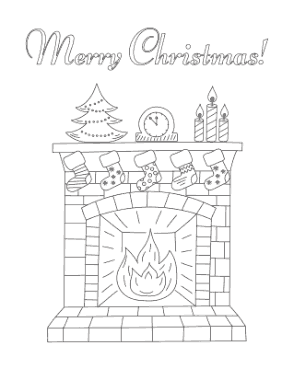 Free Download PDF Books, Christmas Fireplace Stockings Coloring Template