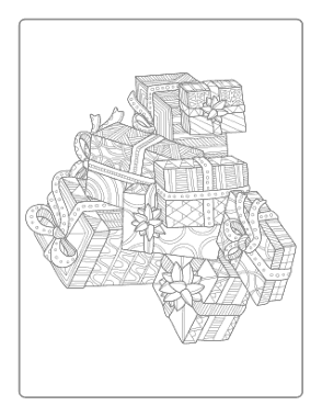 Free Download PDF Books, Christmas Pile Of Presents Gifts Coloring Template
