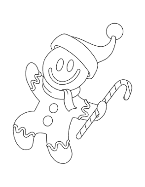 Free Download PDF Books, Christmas Preschool Gingerbread Man Santa Hat Coloring Template