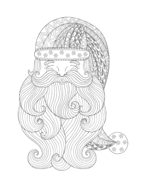Free Download PDF Books, Christmas Santa Claus Face Intricate Doodle Coloring Template