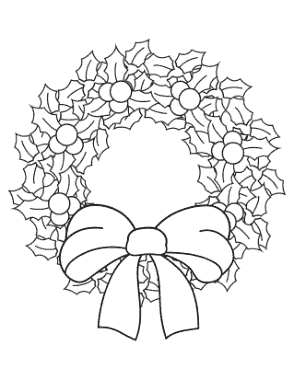 Free Download PDF Books, Christmas Simple Holly Wreath With Bow Coloring Template