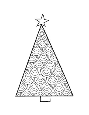 Free Download PDF Books, Christmas Star Patterned Tree Coloring Template