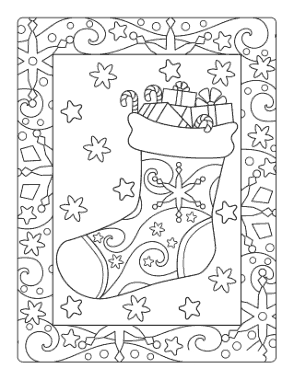 Free Download PDF Books, Christmas Stocking Doodle Coloring Template
