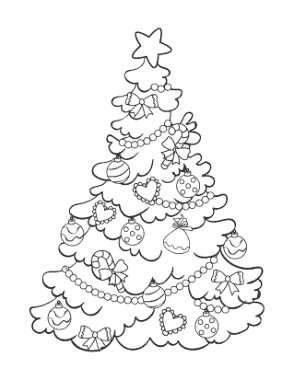 Free Download PDF Books, Christmas Tree Simple Decorated Tree To Color Coloring Template