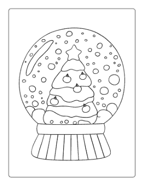 Free Download PDF Books, Christmas Tree Snowglobe Coloring Template