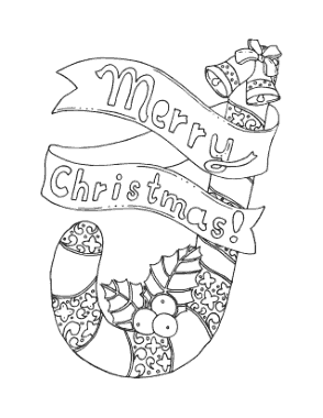 Free Download PDF Books, Merry Christmas Decorated Candy Cane Coloring Template