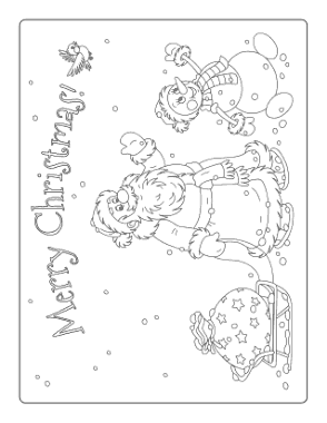 Free Download PDF Books, Merry Christmas Santa Snowman Sleigh Sack Coloring Template