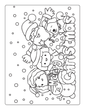 Free Download PDF Books, Merry Christmas Snowing Santa Tree Children Coloring Template