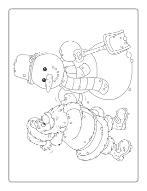 Free Download PDF Books, Santa Building Snowman Coloring Template