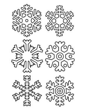 Free Download PDF Books, Snowflake Simple Outline 6 Designs P4 Coloring Template