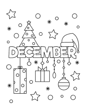 Free Download PDF Books, Winter December Coloring Template