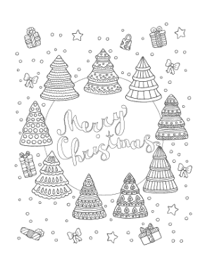 Free Download PDF Books, Christmas Tree Merry Christmas Trees Snowing Free Coloring Template