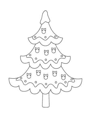 Free Download PDF Books, Christmas Tree Simple Tree With Baubles Snow Free Coloring Template