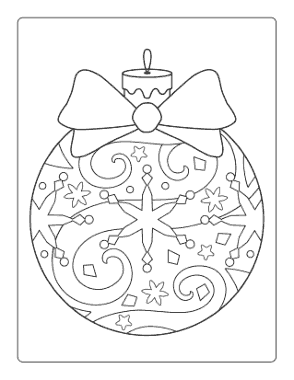 Free Download PDF Books, Christmas Ornaments Coloring Pages Large Bow Patterned For Kids Coloring Template
