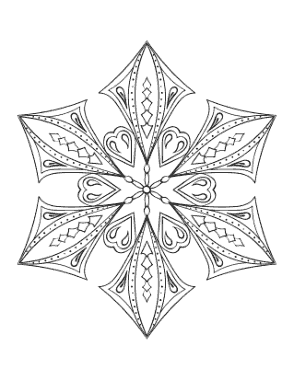 Free Download PDF Books, Snowflake Intricate 15 Coloring Template