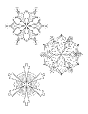 Free Download PDF Books, Snowflake Intricate Set Of 3 P2 Coloring Template