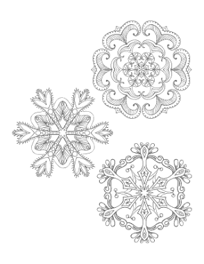 Free Download PDF Books, Snowflake Intricate Set Of 3 P4 Coloring Template