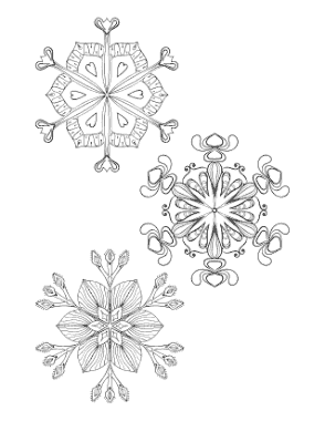 Free Download PDF Books, Snowflake Intricate Set Of 3 P6 Coloring Template