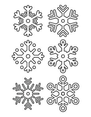Free Download PDF Books, Snowflake Simple Outline 6 Designs P1 Coloring Template