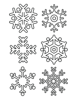 Free Download PDF Books, Snowflake Simple Outline 6 Designs P2 Coloring Template