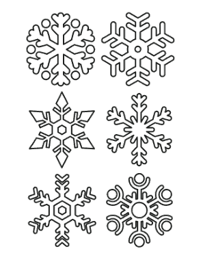 Free Download PDF Books, Snowflake Simple Outline 6 Designs P5 Coloring Template