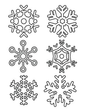 Free Download PDF Books, Snowflake Simple Outline 6 Designs P6 Coloring Template