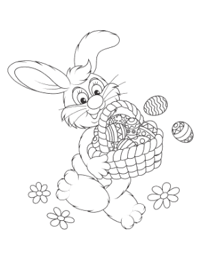 Free Download PDF Books, Easter Bunny With Basket Of Eggs Coloring Template