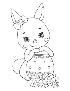 Free Download PDF Books, Easter Cute Bunny Egg Flowers Coloring Template