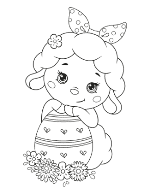 Free Download PDF Books, Easter Cute Lamb Egg Flowers Coloring Template
