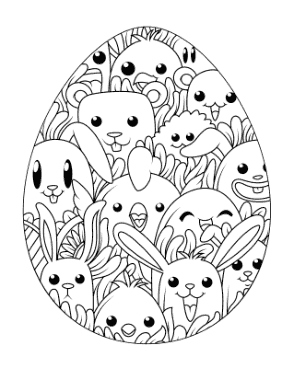 Free Download PDF Books, Easter Cute Spring Egg Coloring Template