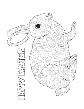 Free Download PDF Books, Easter Decorative Patterned Rabbit Coloring Template