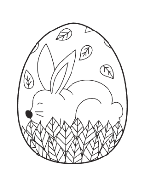 Free Download PDF Books, Easter Egg Cute Bunny In Egg With Leaves Coloring Template