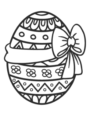 Free Download PDF Books, Easter Egg Patterned  With Bow Coloring Template