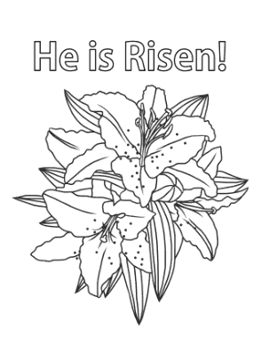Free Download PDF Books, Easter Lilies He Is Risen Coloring Template