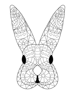 Free Download PDF Books, Easter Patterned Bunny Head Coloring Template
