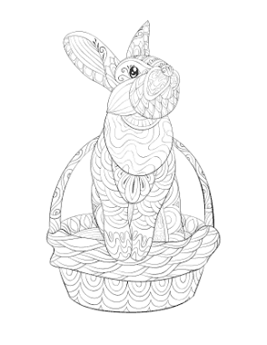 Free Download PDF Books, Easter Patterned Rabbit Basket Coloring Template