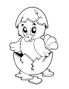 Free Download PDF Books, Spring Cute Chick Hatching Out Of Egg Coloring Template