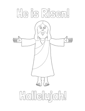 Free Download PDF Books, He Is Risen Hallelujah Bible Coloring Template