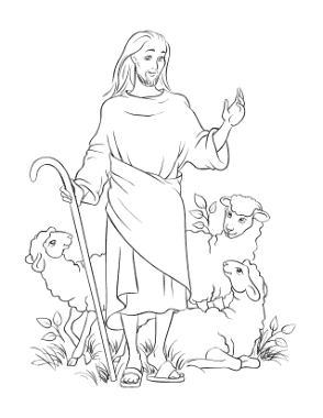 Free Download PDF Books, Jesus The Good Shepherd Bible Coloring Template