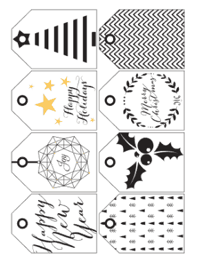 Free Download PDF Books, Christmas Tags Black White Simple Coloring Template