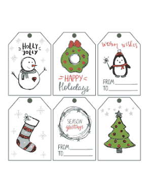 Free Download PDF Books, Christmas Tags Blue Green Stocking Wreath Bells Snowman Coloring Template