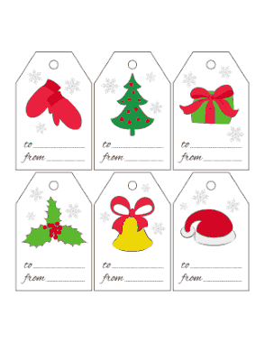 Free Download PDF Books, Christmas Tags Clipart Mittens Santa Hat Tree Gift Holly Bell Coloring Template