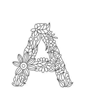 Free Download PDF Books, Flower Letter A Coloring Template