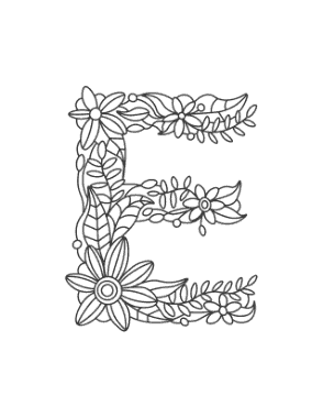 Free Download PDF Books, Flower Letter E Coloring Template