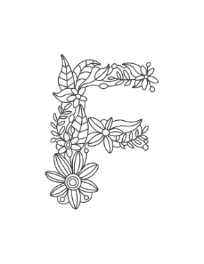 Free Download PDF Books, Flower Letter F Coloring Template