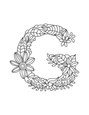 Free Download PDF Books, Flower Letter G Coloring Template